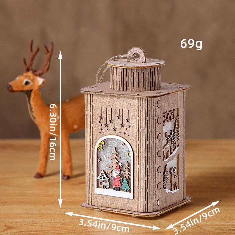Деревянный рождественский домик с огнями, расписные рождественские ночники, подсвечник, сервировка стола, ветрозащитный светильник, реквизит