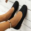 Women Round Toe Flat Shoes Solid Color Knitted Slip On Shoes Casual Breathable Ballet Flats Women Mesh Flat Shoes Loafers Woman