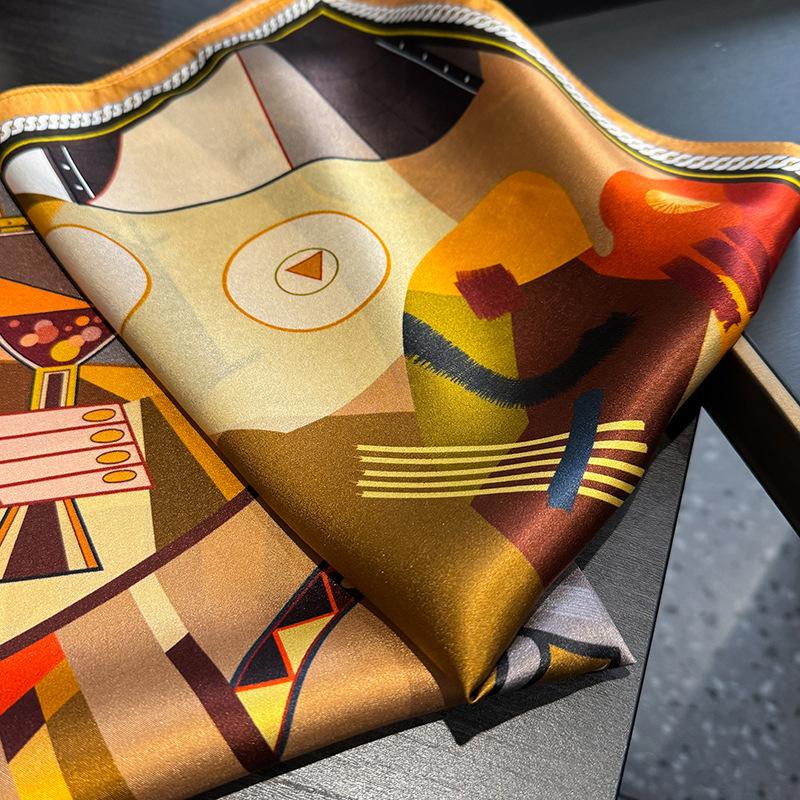 Korean version of foreign style fashion silk small square scarf women's thin spring and summer professional wear decorative scarf mulberry silk scarf