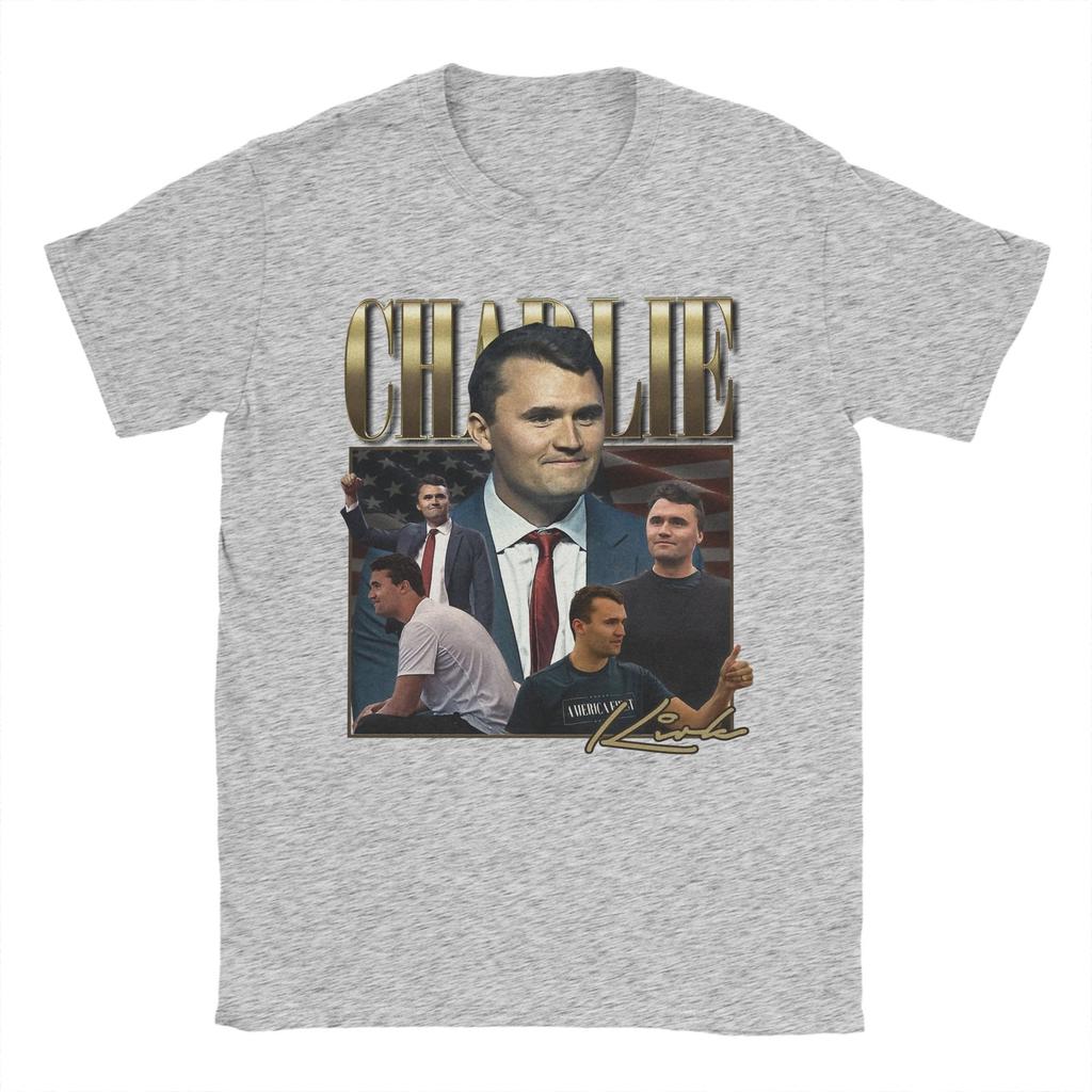 Men's Charlie Kirk T Shirts  100% Cotton Tops Fashion Short Sleeve Crewneck Tee Shirt Gift Idea T-Shirt