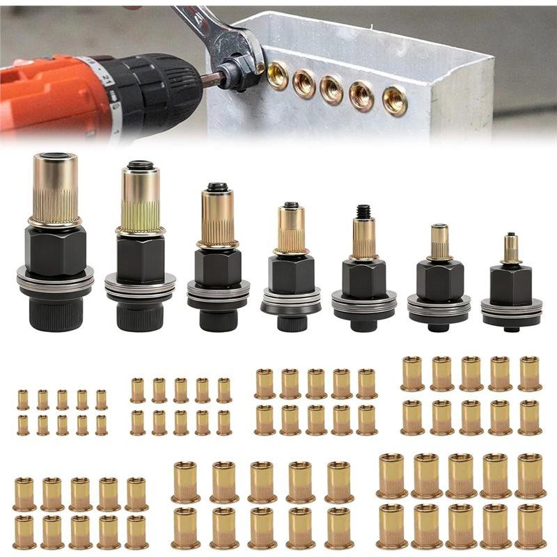 M-Modern-Rivet Nuts Set 7-Piece Rivet Nut Pliers, Insertion Nuts Hand Rivet Set With 70 Nuts