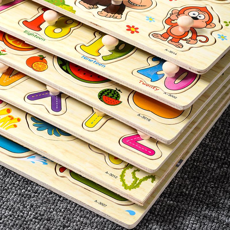 Грибной колышек Монтессо Деревянный пазл: Буквы, Цифры, Фрукты, Формы для Раннего Образования