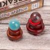 Ornament Home Decoration Square Glass Holder Wood Pedestal Crystal Sphere Base Transparent Support
