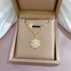 Shining Light Luxury Flower Full Diamond Real Gold Necklace Women'S Lucky Collarbone Chain With Jewelry