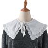 Women Girls Vintage Lolita False Fake Collar Shawl Sweet Ruffles Lace-Up Bow Decorative Necklace Choker Short Poncho