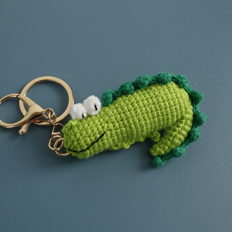 Funny Crocodile Design Crochet Keychain Handmaking Knitted Cartoon Crocodile Doll Keyrings Knitted Squid Cute Keyrings Wholesale