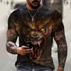 Beast Wolf 3d Black Printing Series New Summer Men's Short Sleeved Shirt Super Large Top Fashion Street Wear O Collar Men's Shir