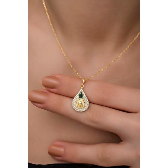 Ожерелье из стерлингового серебра 925 пробы с золотым османом и тугрой