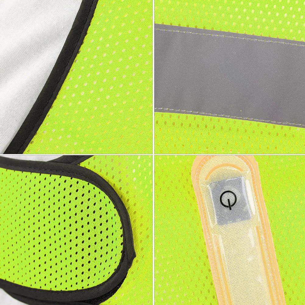 Светоотражающий жилет безопасности для улицы со светодиодной подсветкой, высокая видимость для бега в ночное время, велоспорт, желтый