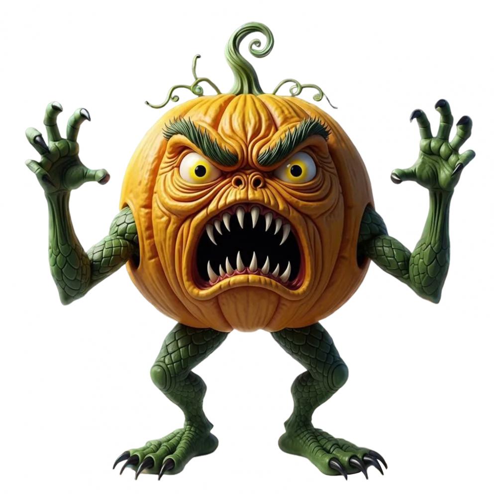 Pumpkin Decor Jack-o-lantern Figurine Spooky Resin Halloween Tabletop Decoration Pumpkin Evil Figurine for Home Office Desk