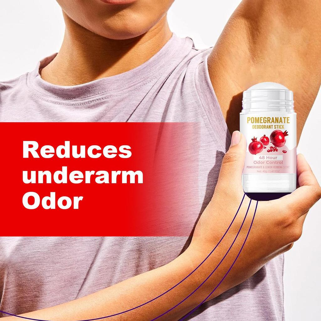 Дезодорирующий стик-выкрутка с гранатом, антиперспирант, освежающий и предотвращающий неприятные запахи.