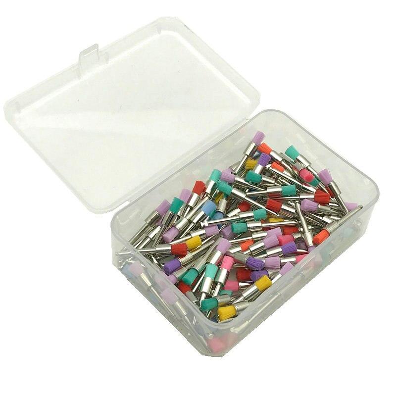 100 шт., стоматологические красочные нейлоновые защелки, плоские полировальные полировальные щетки, профессиональные щетки, полировальная щетка, продукт для стоматологической лаборатории