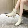 New Belt Buckle Ankle Boots 2024 Fashion Side Zipper Women's Boots Hot Sale Metal Decoration Office and Career Women's Shoes