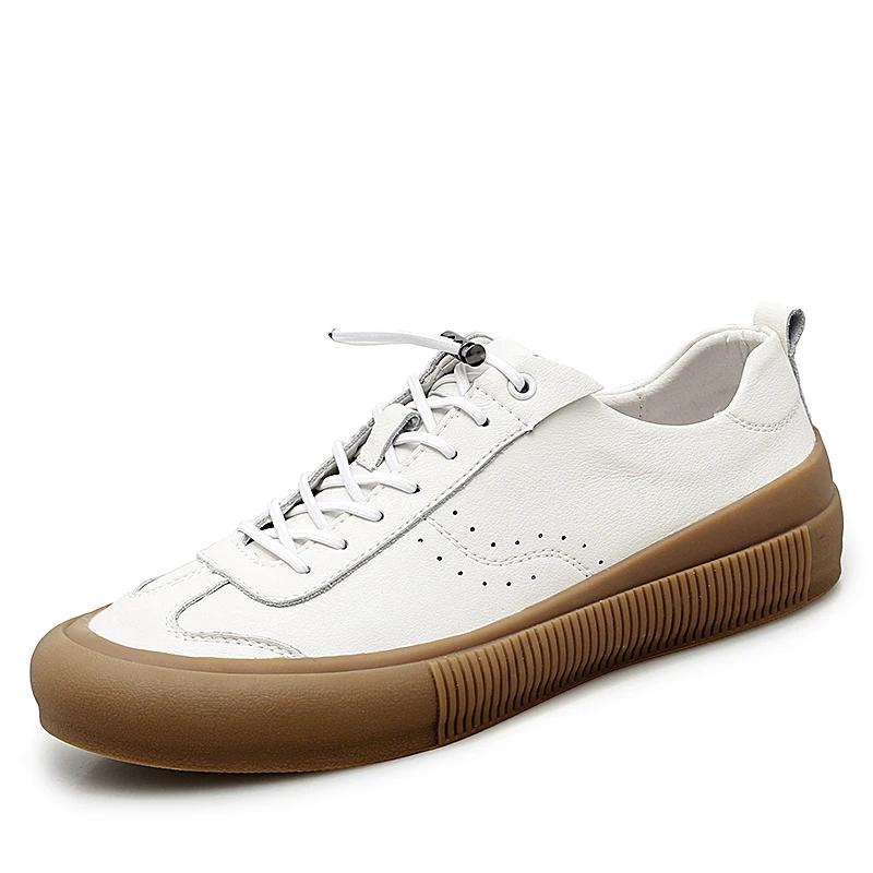 New Fashion Mens Casual White Shoes Genuine Leather Outdoor Office Shoe High Quality Lace-up Breathable Sneakers Designer Hombre