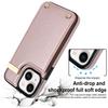 For iPhone 15 Plus Anti-Shock Case TPU+PU Leather+Metal Phone Cover with Card Holder