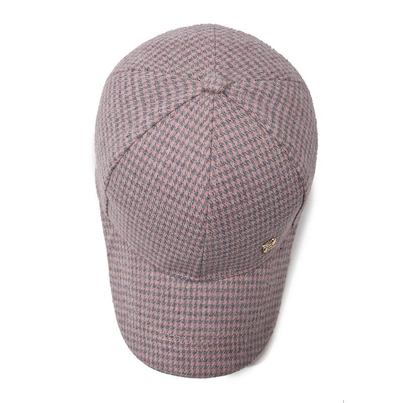 Клетчатая теплая кепка-зонтик женская шерстяная бейсболка весна-осень с рисунком «гусиная лапка»