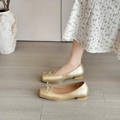 2024 Новые повседневные женские туфли на плоской подошве с бантом, круглый носок, низкий каблук, элегантная женская обувь, модная весна, высокое качество, Zapatos