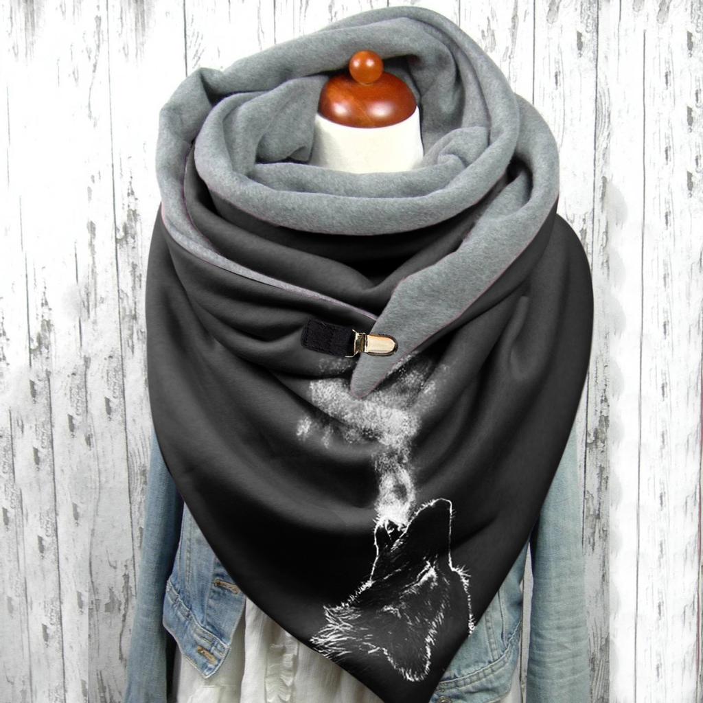 Модные зимние женские пуговицы с принтом, мягкие повседневные теплые шарфы, шали