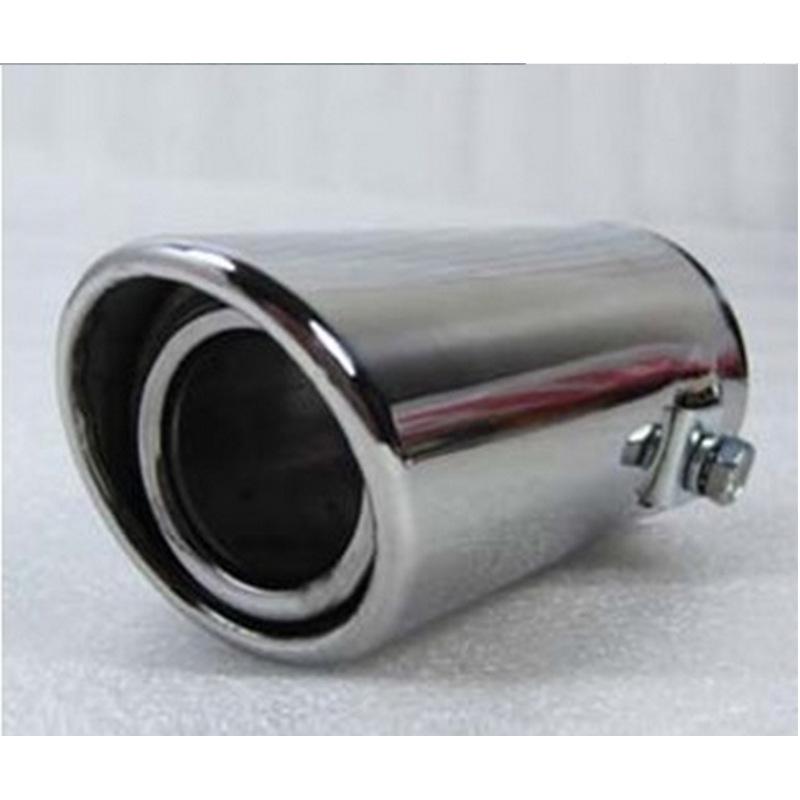 Exhaust Muffler Pipe 51mm Inlet Diameter Stainless Steel Slanting Round Exhaust Muffler Pipe Modified Tail Throat A2X