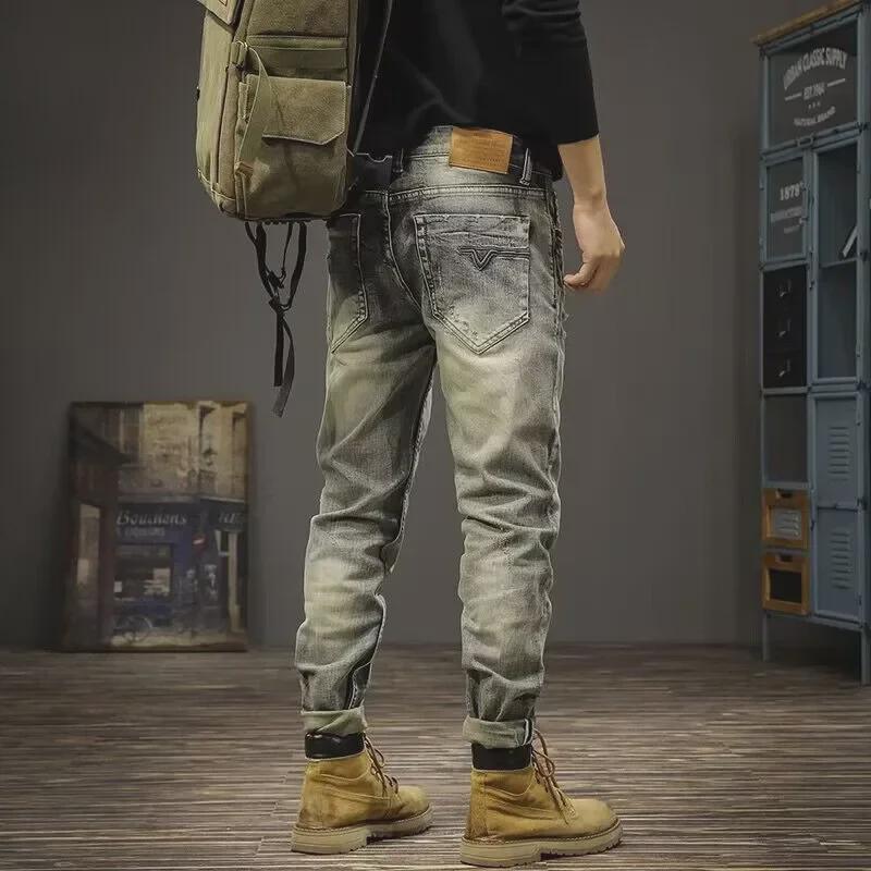 Мужские облегающие рваные джинсы скинни в стиле ретро - модная коллекция весна/лето