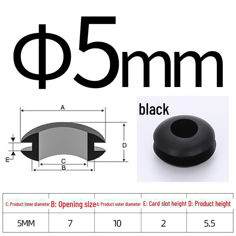 Черное двухстороннее резиновое защитное кольцо для провода