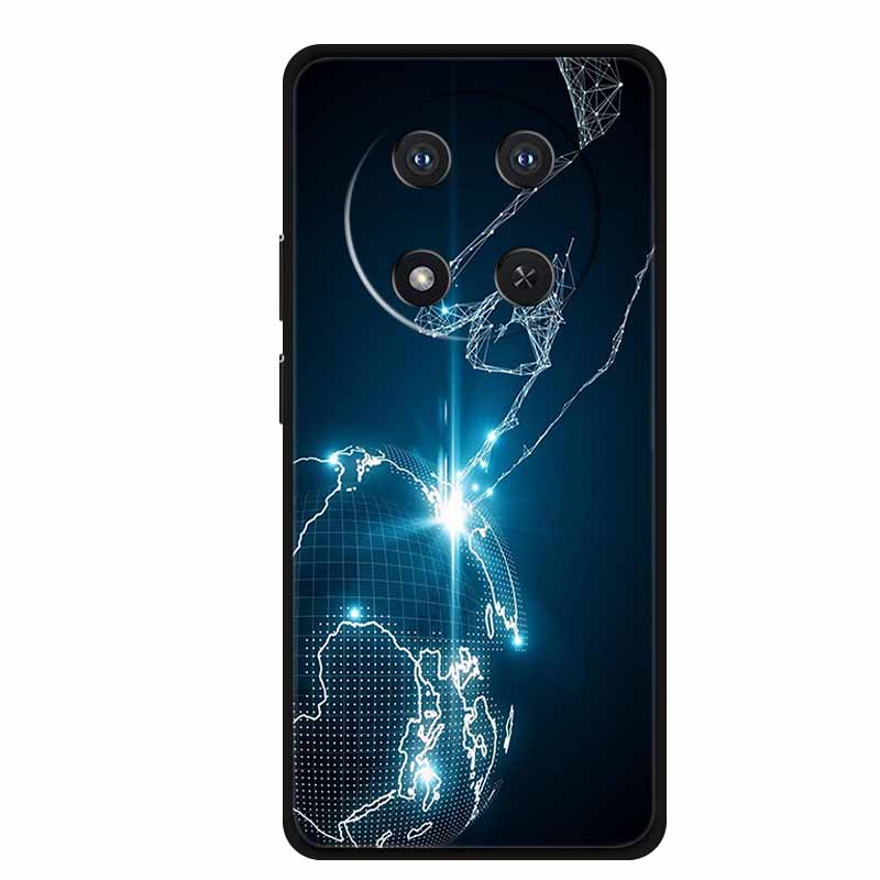 Чехол для Honor X9c X 9 c Цветочки Черный Силикон ТПУ Мягкая Задняя Крышка Для Honor Magic 7 Pro Magic7 5G lite Чехол для Телефона Funda