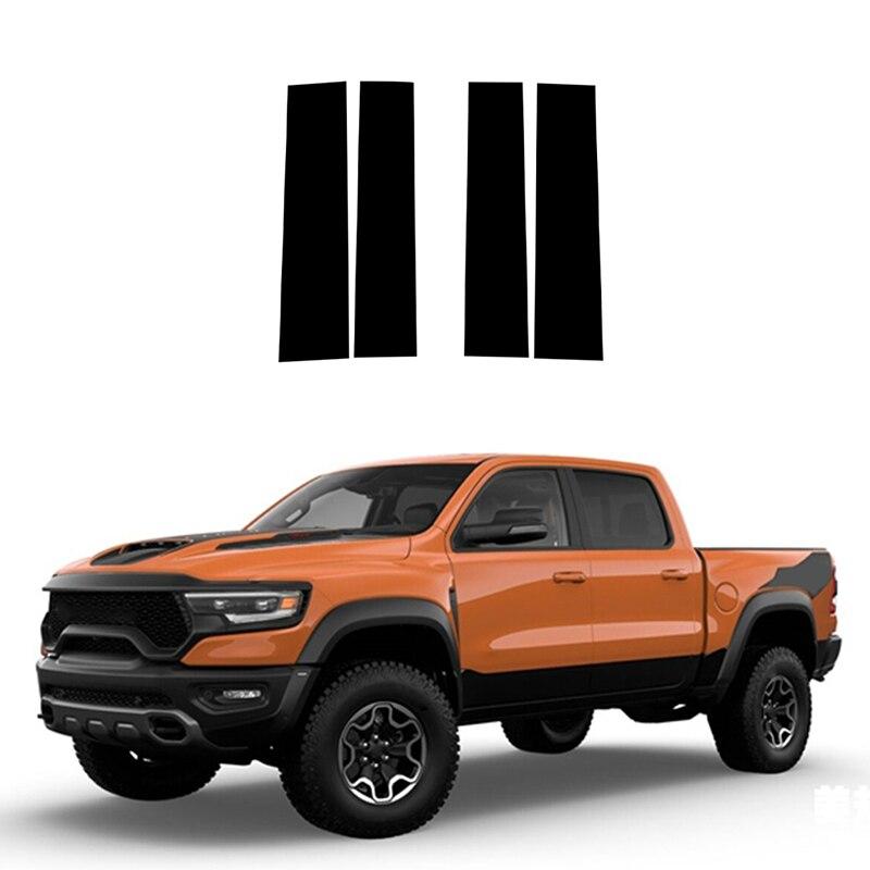 4pcs/set Car BC Column Accessories For Ram 1500 TRX 4 Door Crew Cab 2019-2023 Glossy Black Door Window Pillar Posts Trim Styling