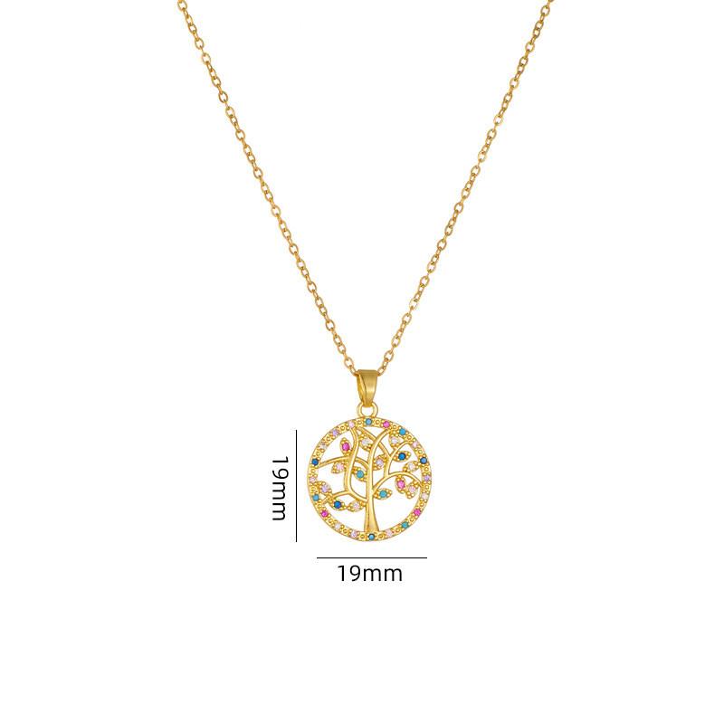 Hot Sell Zircon Lucky Tree Pendant Necklace Stainless Steel Light Luxury Plant Choker Jewelry Birthday Gifts For Women Girls