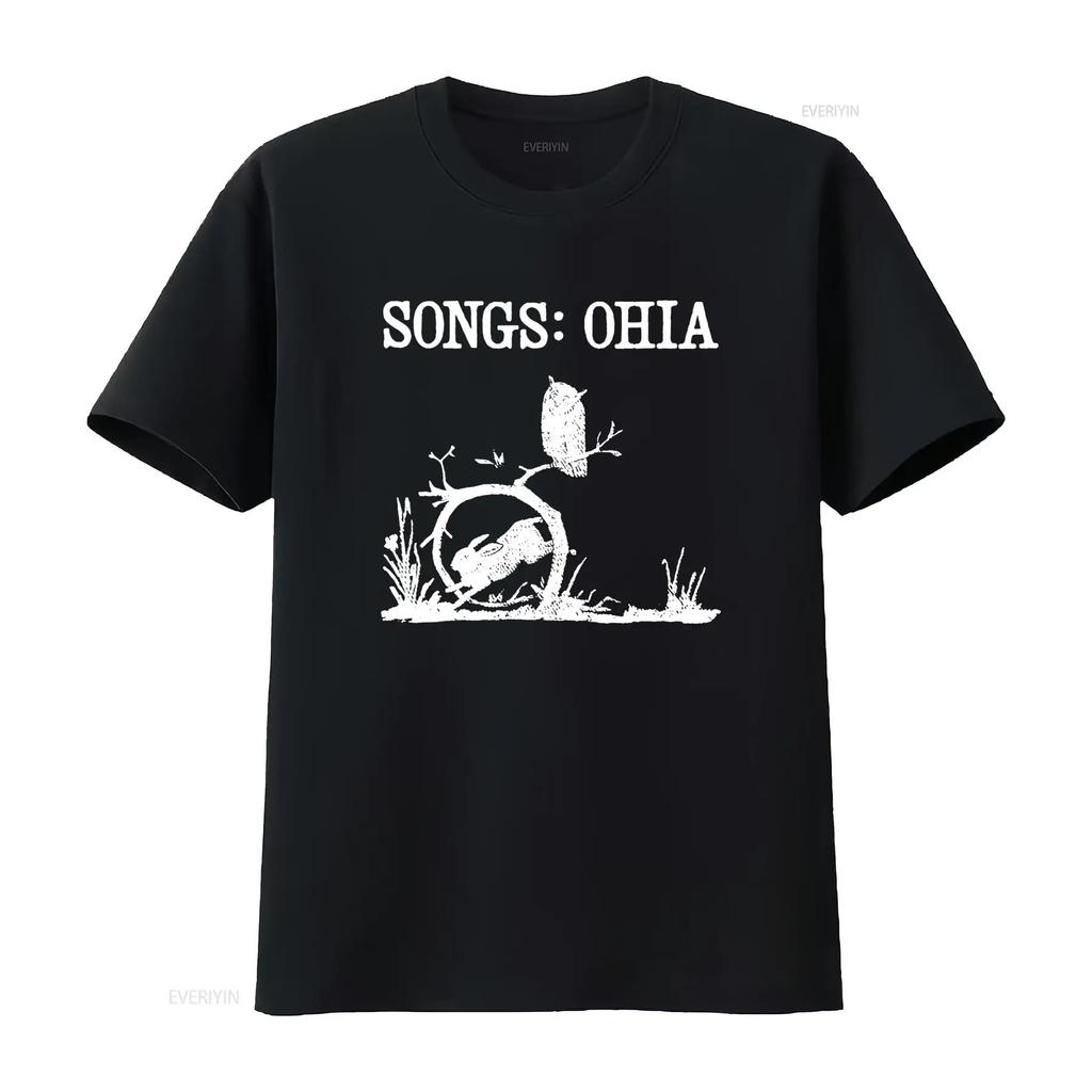 Songs Ohia T Shirt S 5XL Unique Black and White Animal Print Design vintage Washed Slightly streetwear designer clothes Stylish