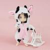 Niannyyhouse Одежда для Obitsu 11 Комбинезоны 112 Одежда для кукол BJD Одежда в виде животных Коровы Одежда для кукол Пижама Монстра Размер OB11 Наряд (белый+черный)