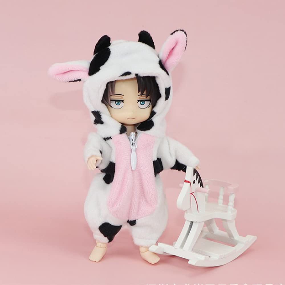 Niannyyhouse Одежда для Obitsu 11 Комбинезоны 112 Одежда для кукол BJD Одежда в виде животных Коровы Одежда для кукол Пижама Монстра Размер OB11 Наряд (белый+черный)