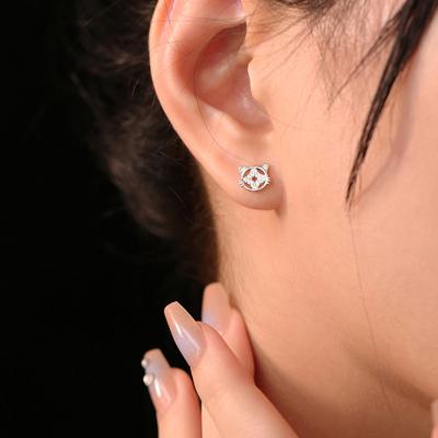 Серьги в виде денежного кота, полные бриллиантов, изысканные и милые полые кошачьи косточки, серьги в виде медных монет Guochao Bafanglai