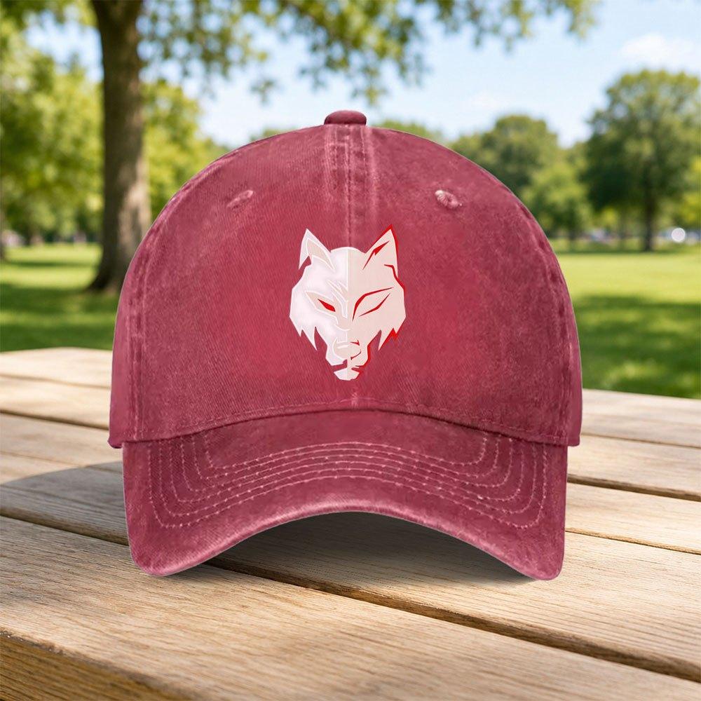 Classic Wolf Head Pattern Washed Baseball Cap Unisex Casual Dad Hat Retro Sports Street Wear