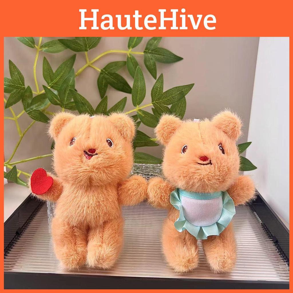 Cute Cartoon Yellow Bear Plush Keychain Super Soft Stuffed Toy Bag Pendant