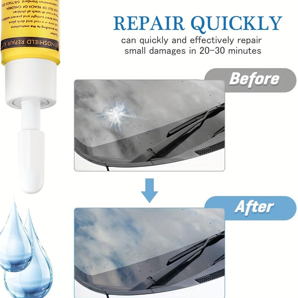Auto Windshield Repair Kit - Nanofluid Filler for Chip & Star Crack Disappearance, Liquid Glass Maintenance