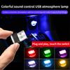 1x Car USB LED Decorative Bulb Portable Atmosphere Lamp Button Control 7 Colors Auto Interior Home Laptop Ambient Light
