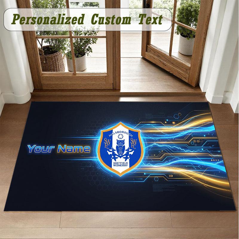 Crystal Velvet Square Rug Custom NameSheffield Wednesday FC Pattern Non Slip Home Floor Decor Rug