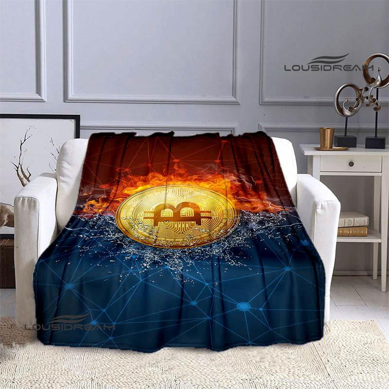 Bitcoin Fashion Printed Blanket Kids Warm Blanket Flannel Soft Cozy Blanket Sofa Bed Blanket Travel Blanket Birthday Gift