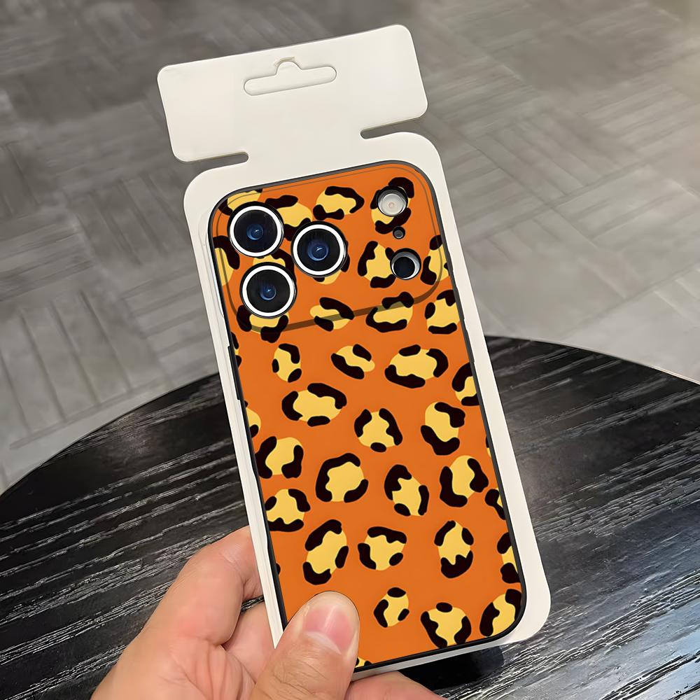 S-Стильный C-Милый Леопардовый Чехол для Телефона Для IPhone 17 Air 16 E Pro Max 15 14 13 Mini 12 Pro 11 Max Plus Черный Мягкий Чехол