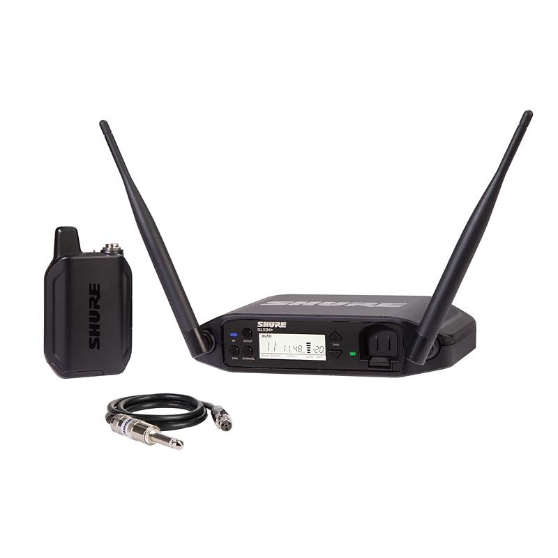 SHURE GLX-D14+ Musical Instrument Wireless System TA4F, Mini XLR Connection Tabletop Receiver/belt Pack Transmitter Set (without Microphone) /2.4GHz