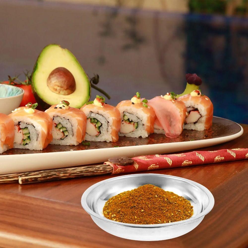 Round Small Sauce Dish Silver Appetizer Condiment Tray Durable Dessert Dish Salt