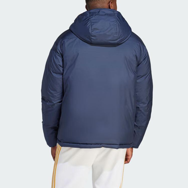 Adidas Двусторонний пуховик Real Madrid DNA с капюшоном и принтом логотипа 600, мужская верхняя одежда чернильно-синего цвета HY0609