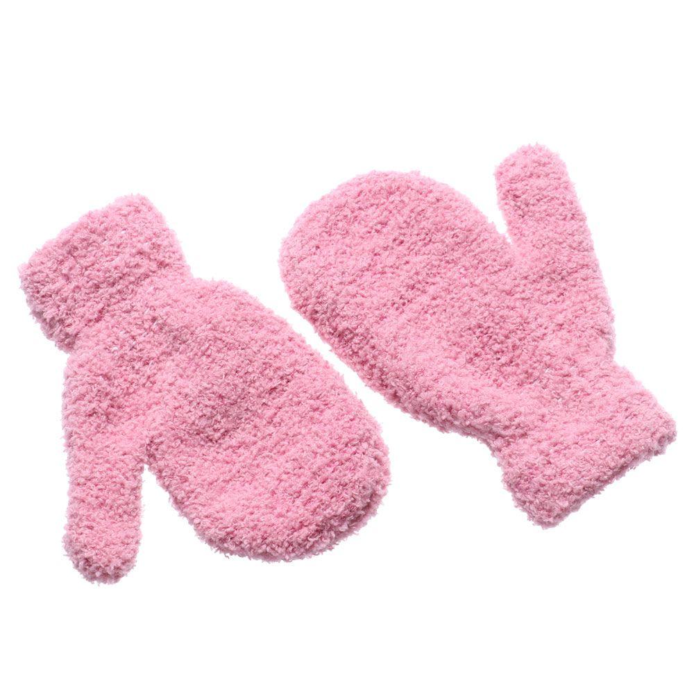 Boys Girls Winter Lovely Soft Warm Baby Candy Color Coral Plush Mittens Full Fingers Kids Gloves