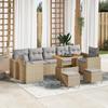 10-piece Garden Sofa Set with Beige Cushions Poly Rattan Acacia, 3-piece Garden Set 3363552