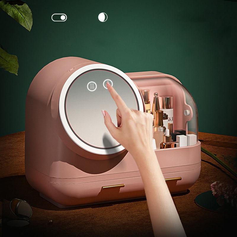 Коробка для хранения косметики Пыленепроницаемая с зеркалом Встроенный рабочий стол Средства по уходу за кожей большой емкости Туалетный столик Полка Макияж Коробка