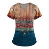 Plus Size Printed Scrub Working Uniform Tops For Women's V-Neck Print Short Sleeve Fun T-Shirts Workwear Tee With Pockets