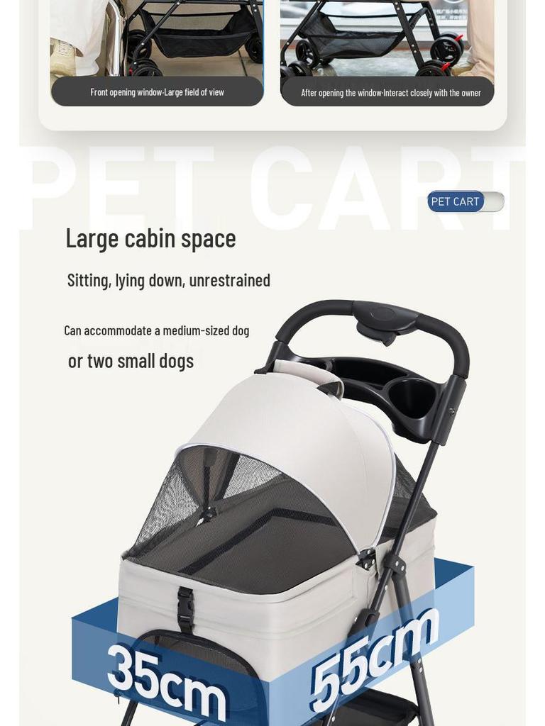 Lightweight Foldable Pet Stroller for Small & Medium Dogs and Cats - Detachable for Outdoor Walks