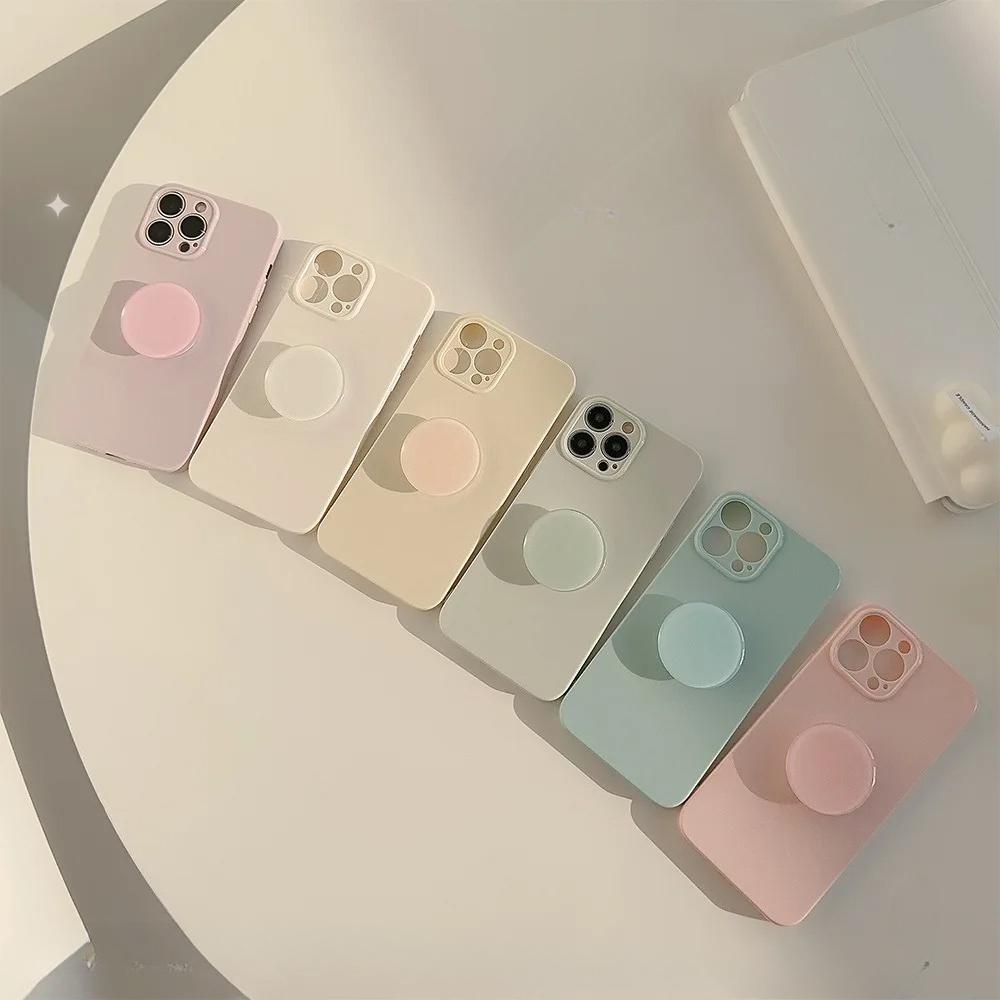 Чехол с держателем, противоударный, цвет конфетти, для iPhone 16 15 14 13 12 11 Pro Max Plus, простой, мягкий силиконовый бампер