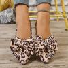 Women Flats Leopard Print Flat Shoes for Women Shallow Slip-On Bow Loafers Comfortable Outdoor Sneakers Women Zapatos De Mujer