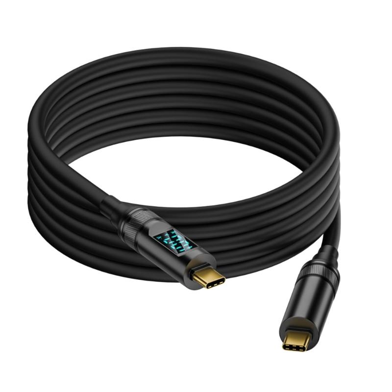 PD100W Quick Charging Cable USB C to TypeC Wire with LED Screen, 8K Video Output & OTG Support
